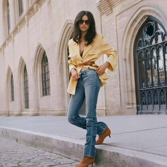 Anthropologie Pilcro & The Letterpress Ruched Boot Cut Jeans - Picture 2 of 13